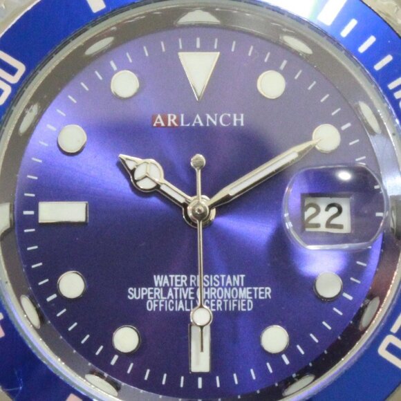 Men's Diver Style Watch Blue Uni-directional Bezel Stainless Bracelet 40mm - Picture 13 of 14